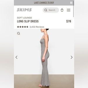 SKIMS SOFT LOUNGE LONG SLIP DRESS in Heather Grey